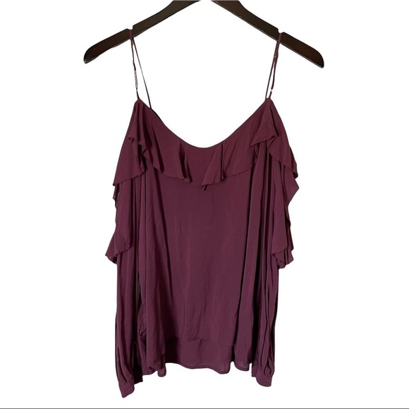PAIGE Arabeth Cold-Shoulder Silk Blouse Purple Small - Picture 5 of 8